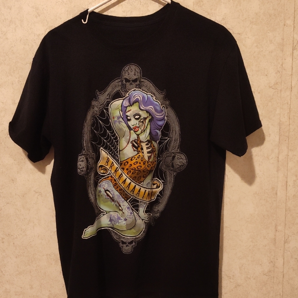 Black Graphic T-Shirt with Colorful Design